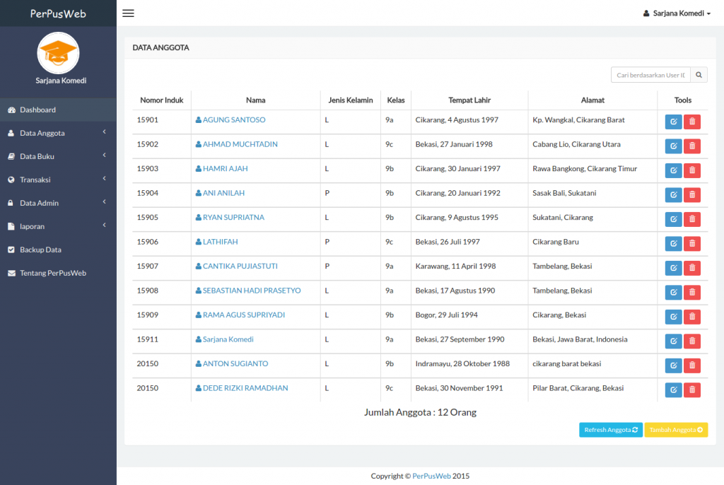 Download source code aplikasi perpustakaan berbasis web dengan php dan mysql