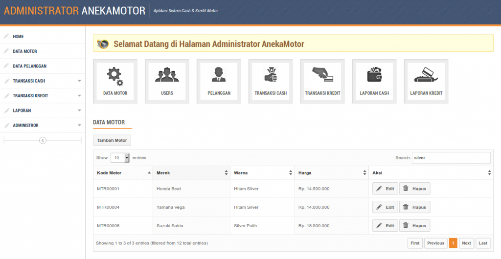 Download source code Aplikasi Manajemen Cash dan Kredit Motor berbasis Web