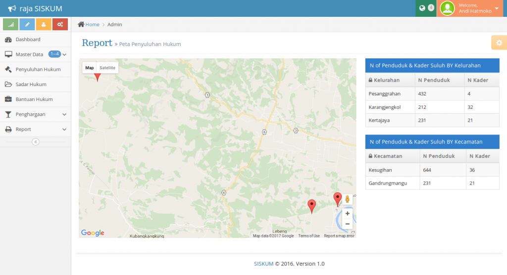 Aplikasi Sistem Informasi Komunikasi Hukum dengan GIS