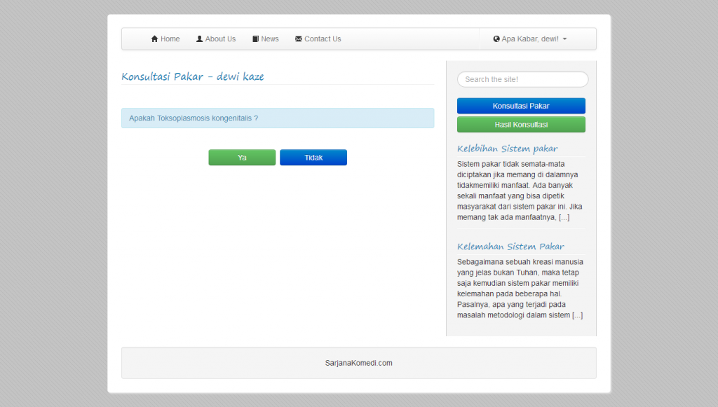 Web Sistem Pakar dengan Teknik Forward Chaning