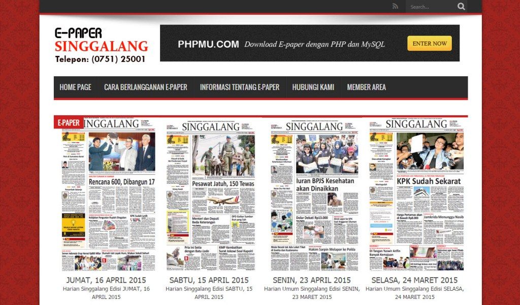 Source code e-paper responsive templates dengan php dan mysql