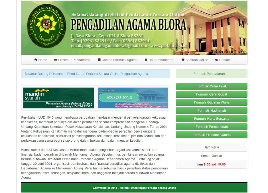 Sistem Pendaftaran Perkara Online dengan PHP dan MySQL