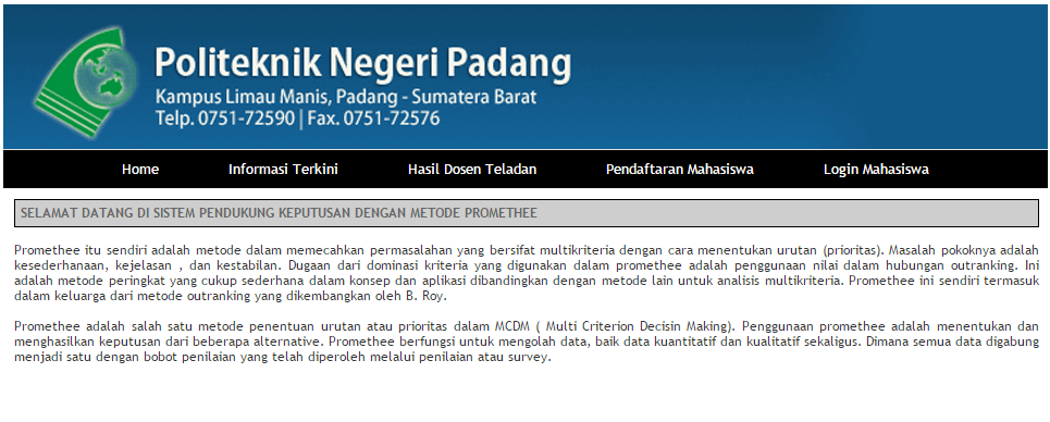 Sistem Pendukung Keputusan dengan Metode Promethee