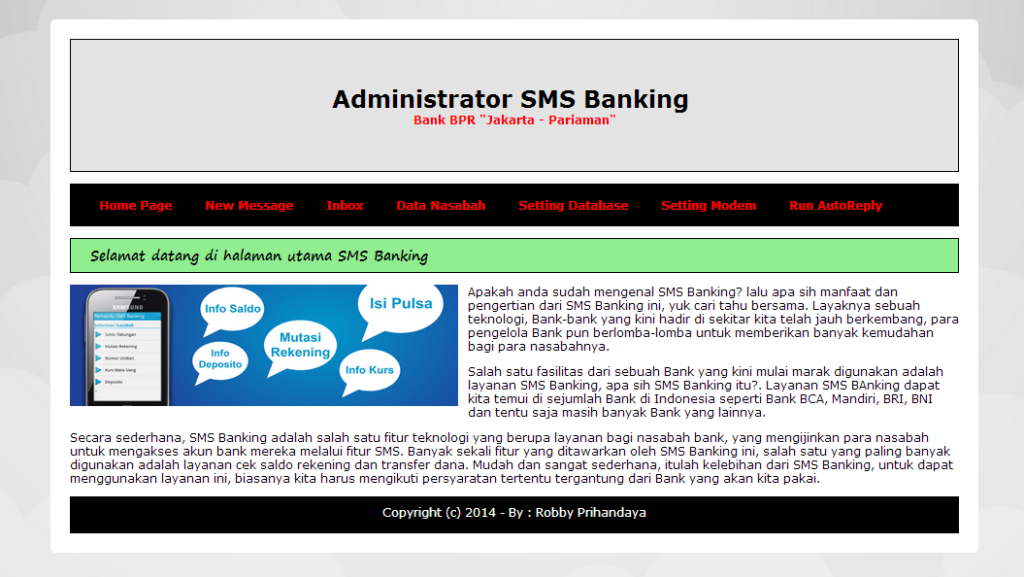 Aplikasi sms banking dengan gammu, php dan mysql