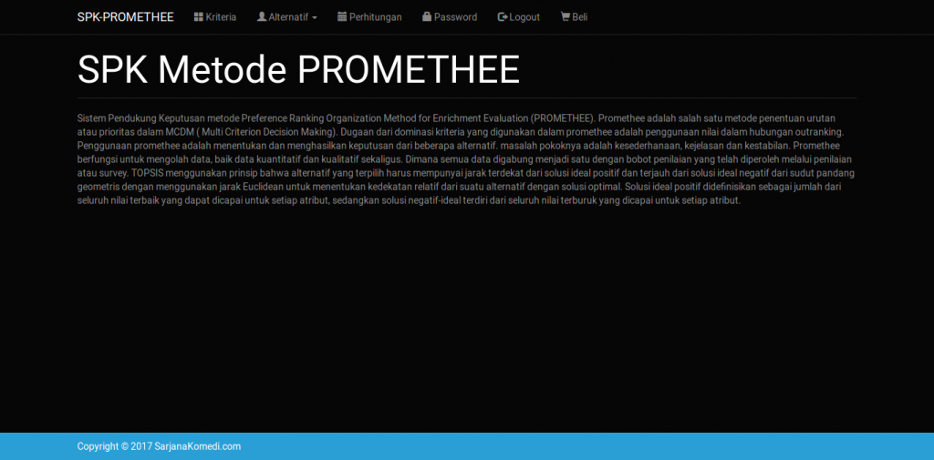 source code sistem pendukung keputusan metode promethee berbasis web