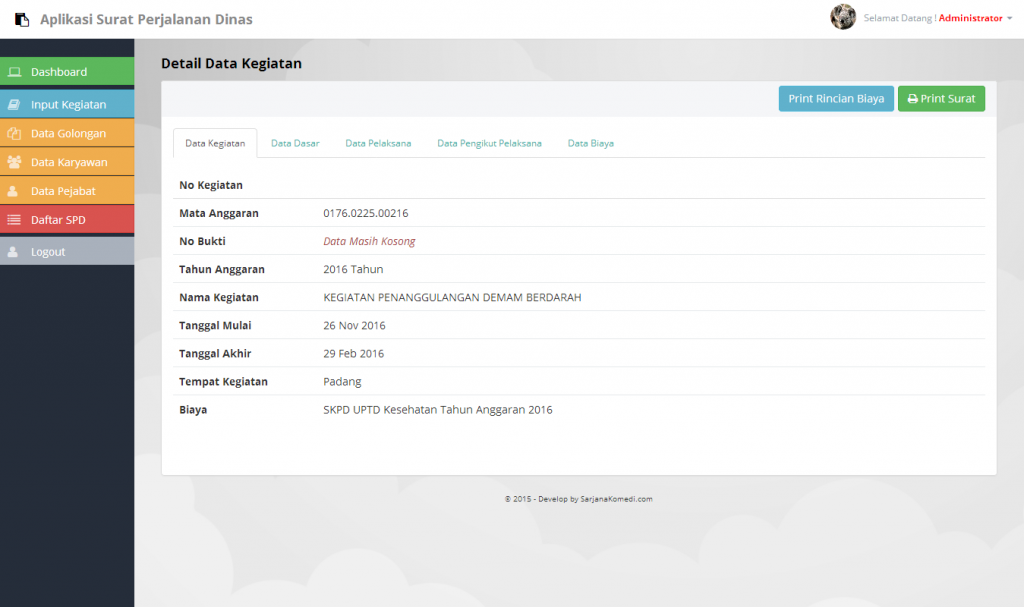 Source code aplikasi surat perjalanan dinas dengan php dan mysql
