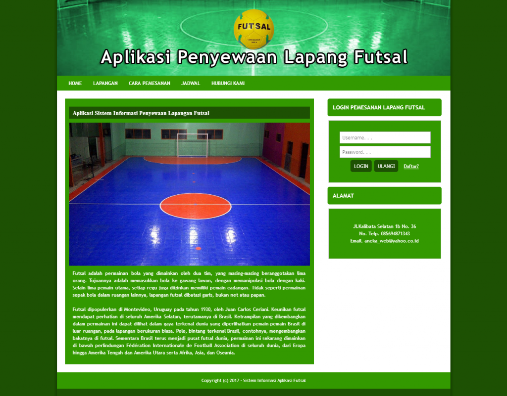 Source code aplikasi penyewaan lapangan futsal, source code aplikasi booking lapangan futsal, source code aplikasi reservasi lapangan futsal, source code aplikasi berbasis web