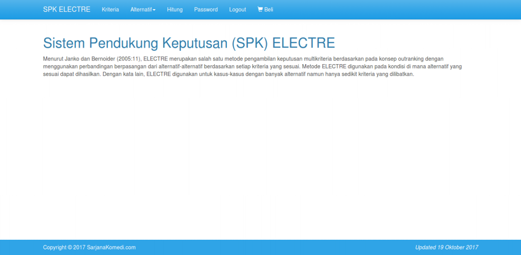 Source code spk metode electre, source code sistem pendukung keputusan metode electre, source code aplikasi spk metode electre, source code aplikasi sistem pendukung keputusan metode electre, berbasis web, dengan php dan mysql