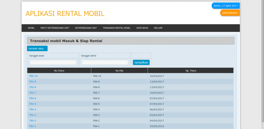 Source Code Aplikasi Rental Mobil