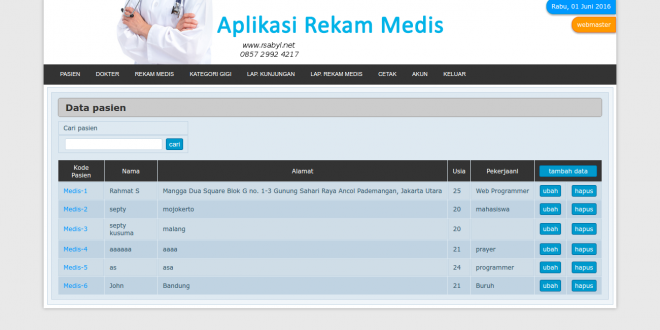 Source Code Aplikasi Rekam Medis