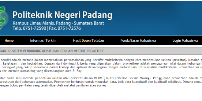 Sistem Pendukung Keputusan dengan Metode Promethee, Sistem Pendukung Keputusan metode Promethee, SPK metode Promethee