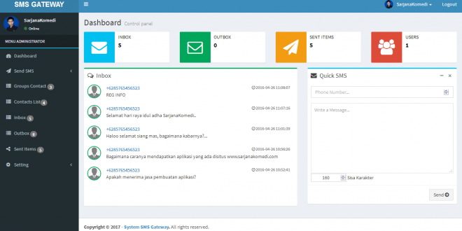 Source code aplikasi sms gateway dengan gammu, source code aplikasi sms gateway berbasis web dengan php dan mysql, source code aplikasi sms gateway dengan php dan mysql