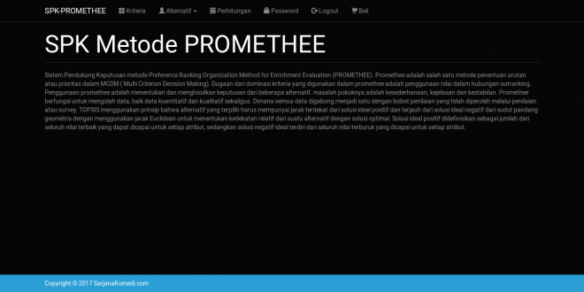 source code sistem pendukung keputusan metode promethee berbasis web