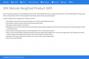Source code aplikasi sistem pendukung keputusan metode weighted product, source code sistem pendukung keputusan metode weighted product, source code spk metode weighted product