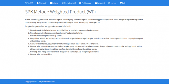 Source code aplikasi sistem pendukung keputusan metode weighted product, source code sistem pendukung keputusan metode weighted product, source code spk metode weighted product