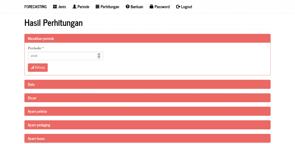 hasil perhitungan dengan metode forecasting