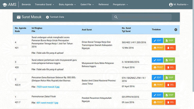 Source Code Aplikasi Manajemen Surat berbasis web dengan php dan mysqli, source code aplikasi manajemen surat dengan php dan mysqli