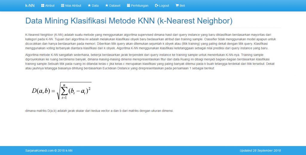 source code aplikasi klasifikasi data mining metode knn, source code aplikasi klasifikasi data mining metode k nearest neighbor, source code aplikasi k nearest neighbor berbasis web, source code aplikasi knn berbasis web, source code aplikasi k nearest neighbor berbasis php dan mysql, source code aplikasi knn berbasis php mysql, source code aplikasi data mining, data mining metode knn, data mining metode k nearest neighbor, berbasis web, dengan php dan mysql