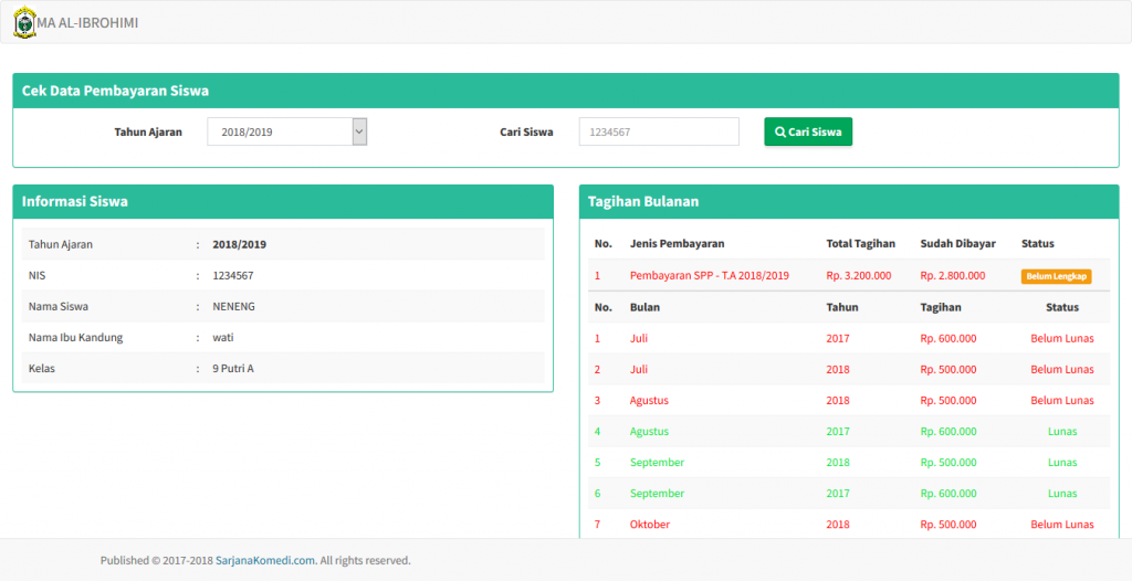 Download, source code aplikasi pembayaran spp berbasis web, source code aplikasi manajemen spp berbasis web, source code aplikasi administrasi sekolah dan spp berbasis web, source code aplikasi sistem informasi pembayaran spp berbasis web, dengan codeigniter