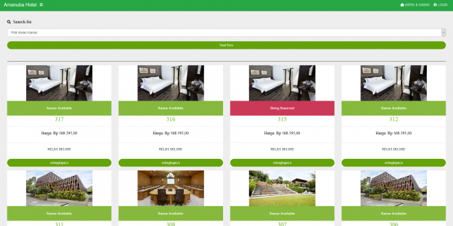 Sistem reservasi kamar hotel dengan framework codeigniter 3