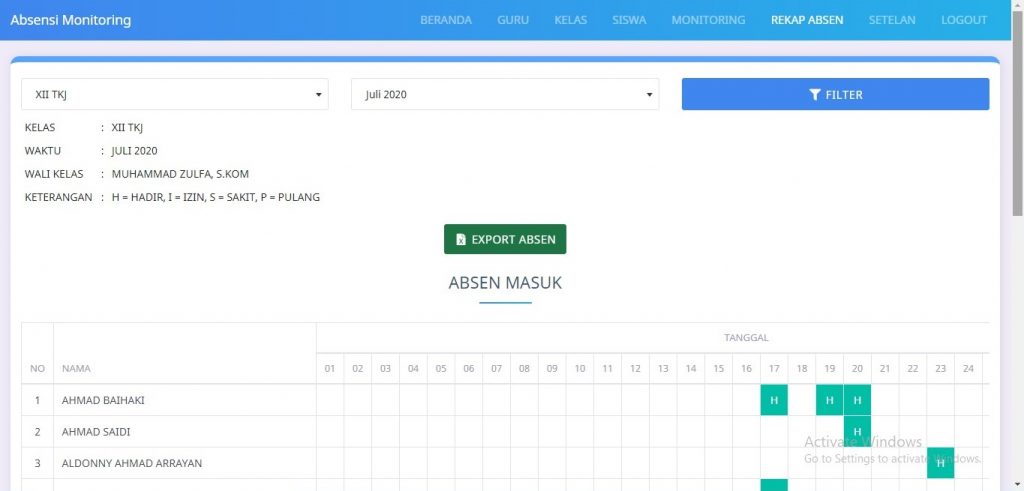 Source Code Aplikasi Absensi Siswa